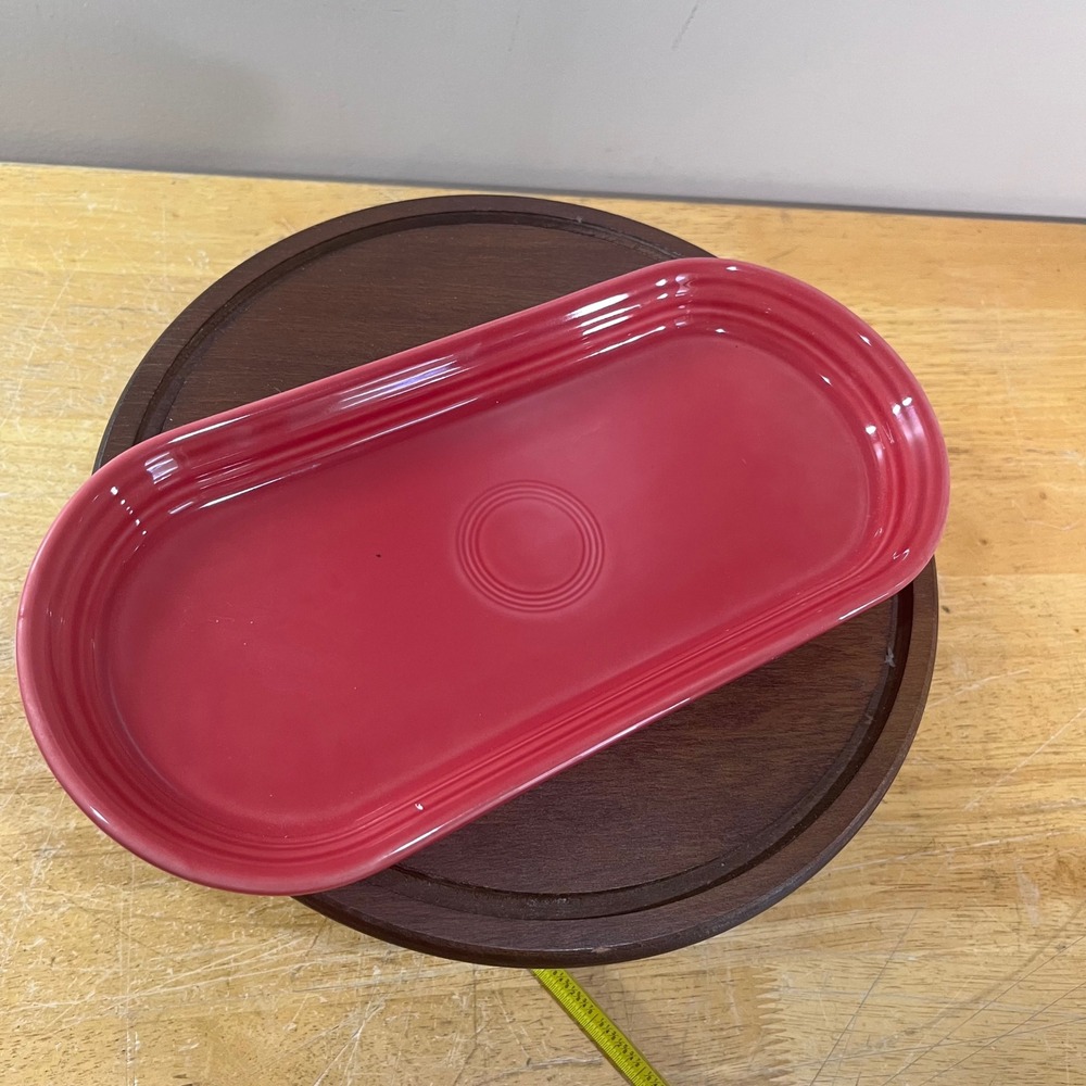 Fiesta Bread Tray Scarlet Red Vtg Style Ceramic Oblong Serving Platter USA
